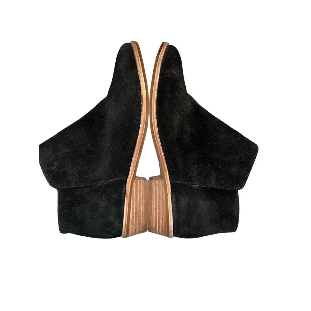 Gianni Bini Black Suede Brown 1” Heel Ankle Boots w/Zipper Women’s Size 8.5M‎